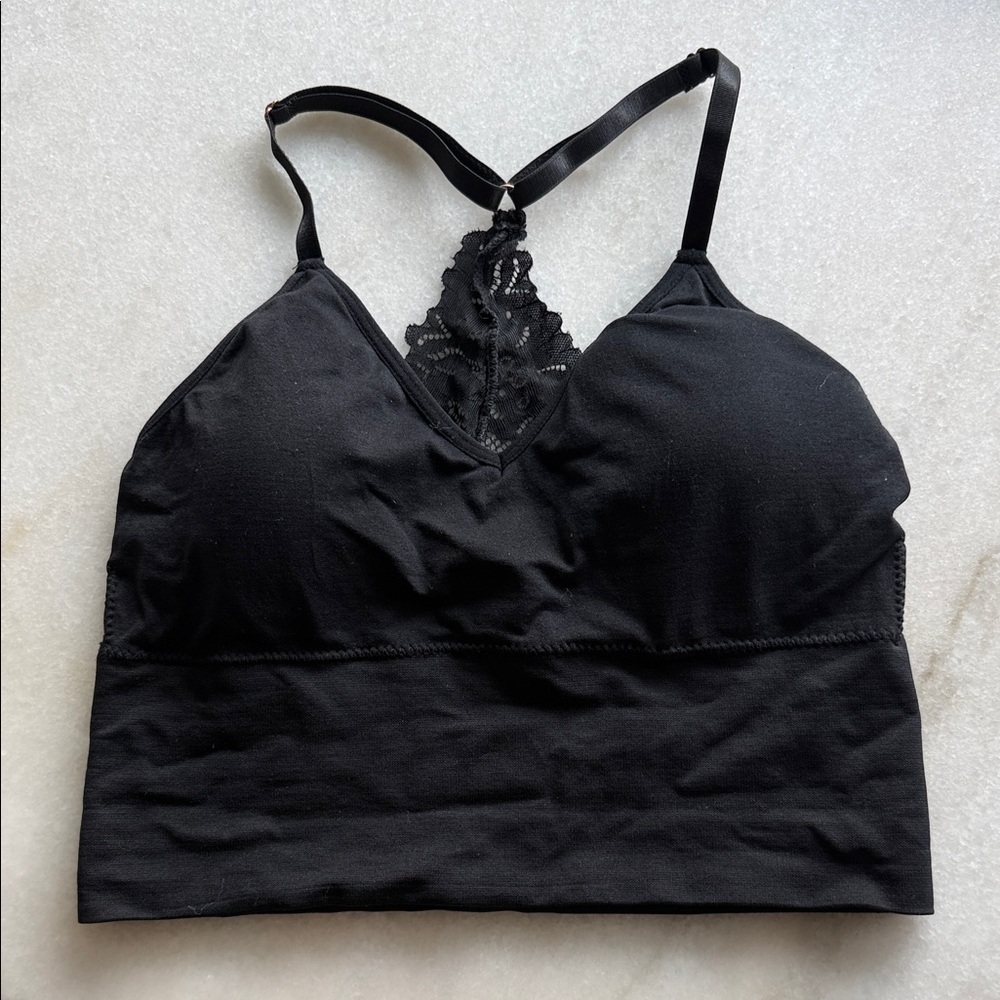 Marilyn Monroe Black Lace-Trim Longline Bralette